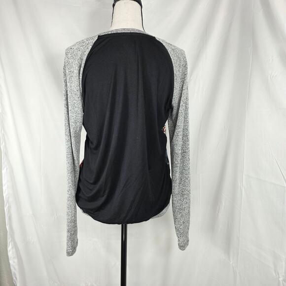 KUT From The Kloth Top Women XS Black Gray Floral Raglan Long Sleeve Casual - Picture 5 of 9